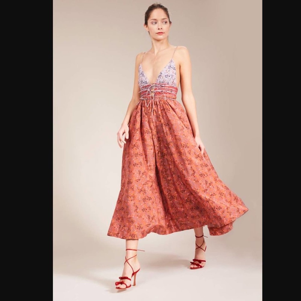 Elliette Leni dress Floral Strappy Dress In Rust 0